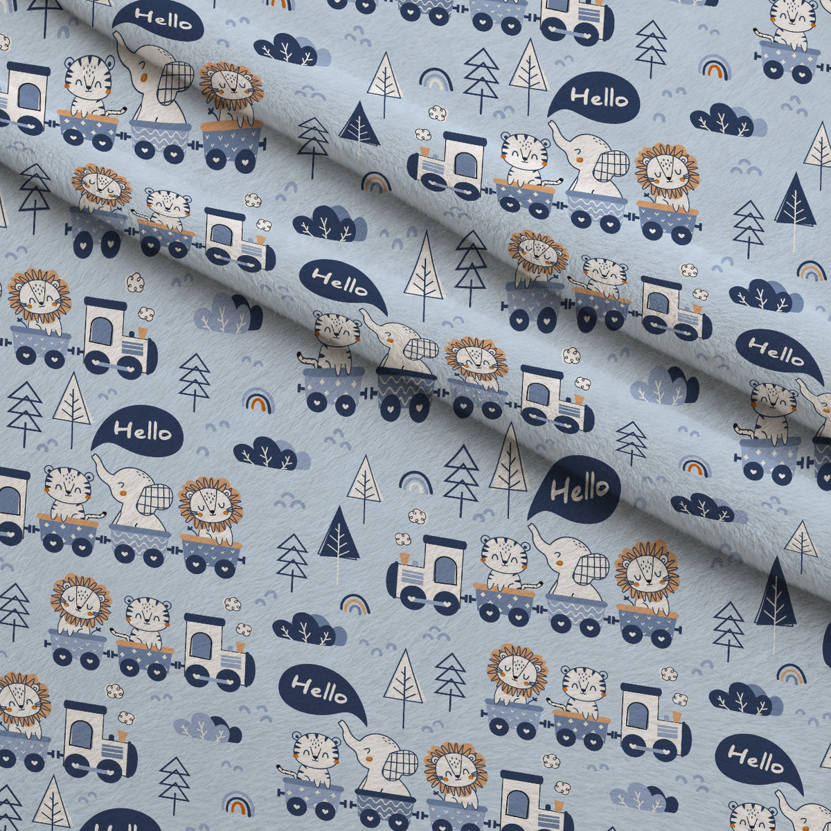 Peachy Rainbow Doodles Pattern 15 Fleece Fabric — fleece fabric folded close-up preview (mv-fleece-v1:lying)