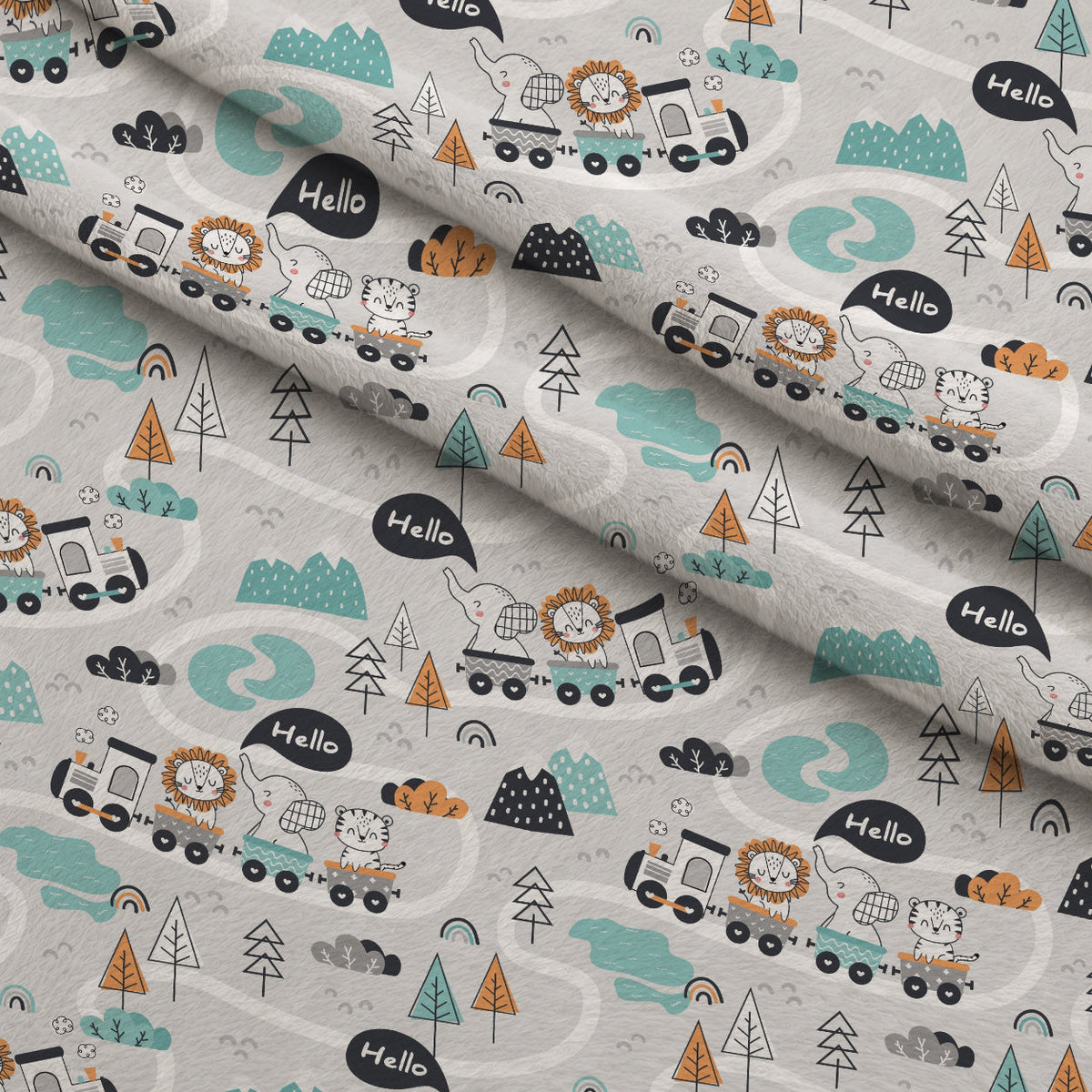 Peachy Rainbow Doodles Pattern 17 Fleece Fabric — fleece fabric folded close-up preview (mv-fleece-v1:lying)