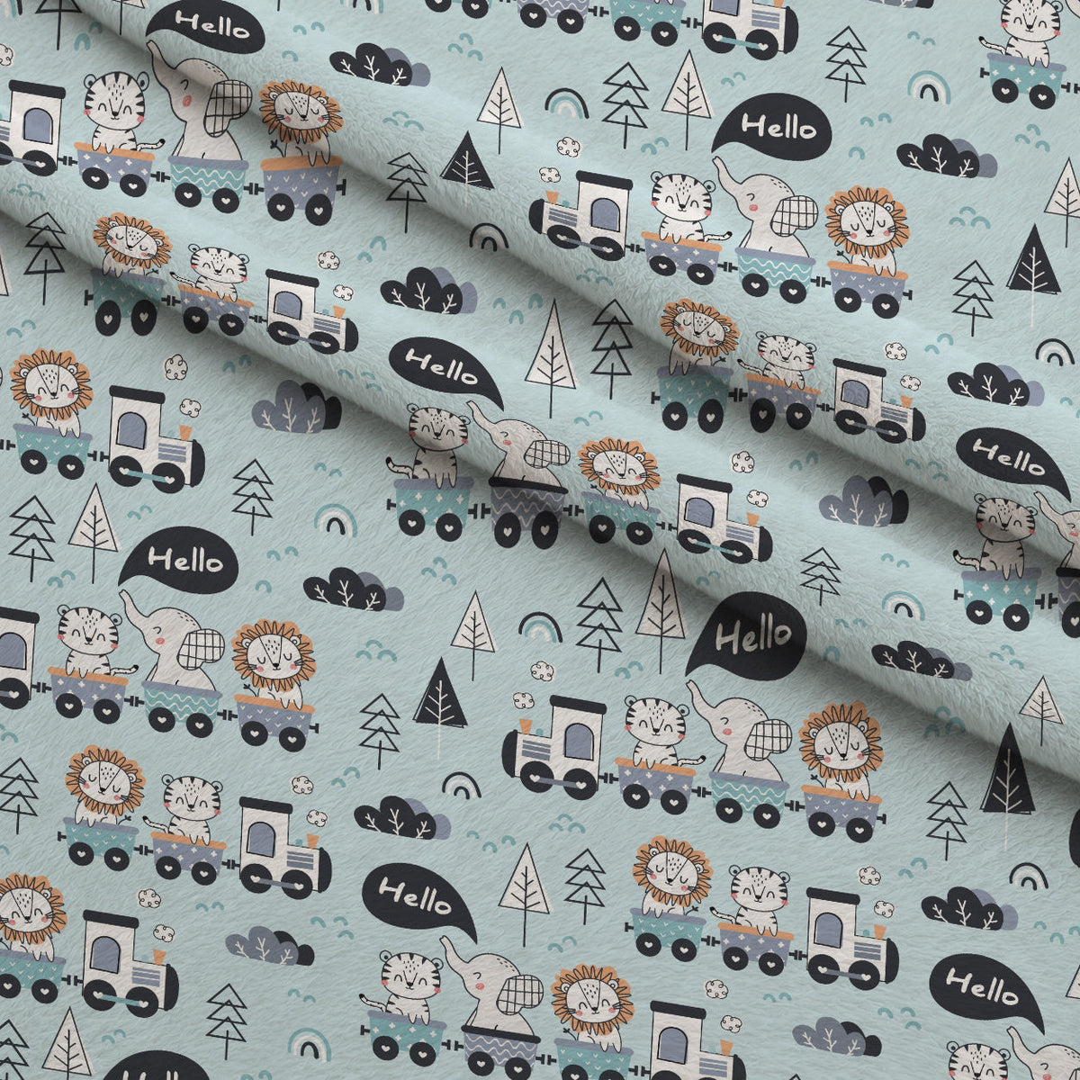 Peachy Rainbow Doodles Pattern 18 Fleece Fabric — fleece fabric folded close-up preview (mv-fleece-v1:lying)