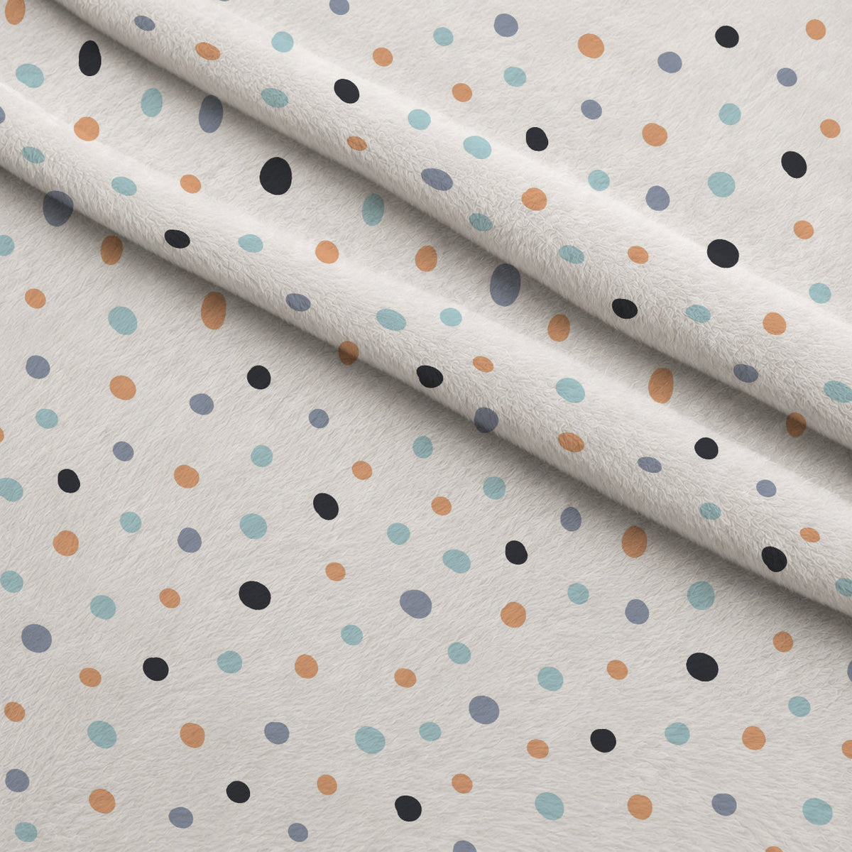 Peachy Rainbow Doodles Pattern 5 Fleece Fabric — fleece fabric folded close-up preview (mv-fleece-v1:lying)