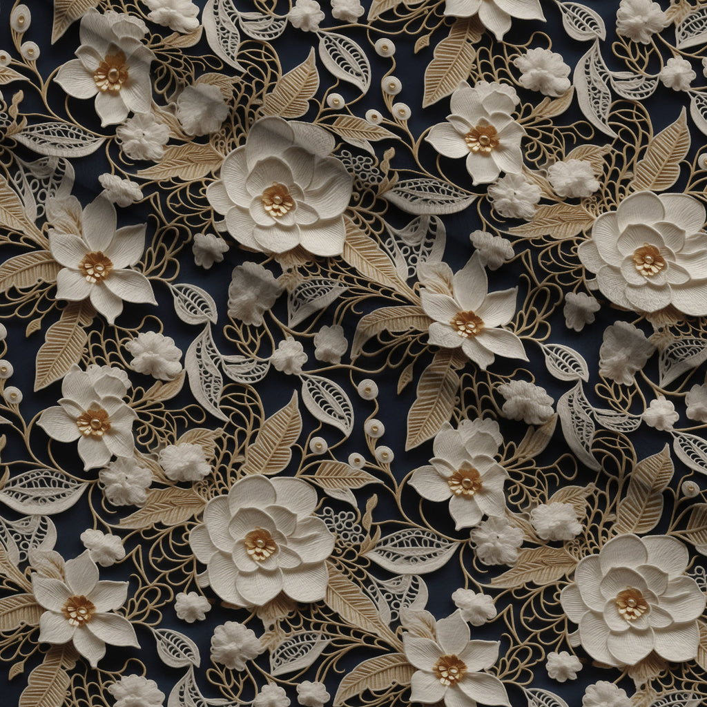 Pearled Blossoms Pattern 2 Fleece Fabric — fleece fabric folded close-up preview (mv-fleece-v1:lying)