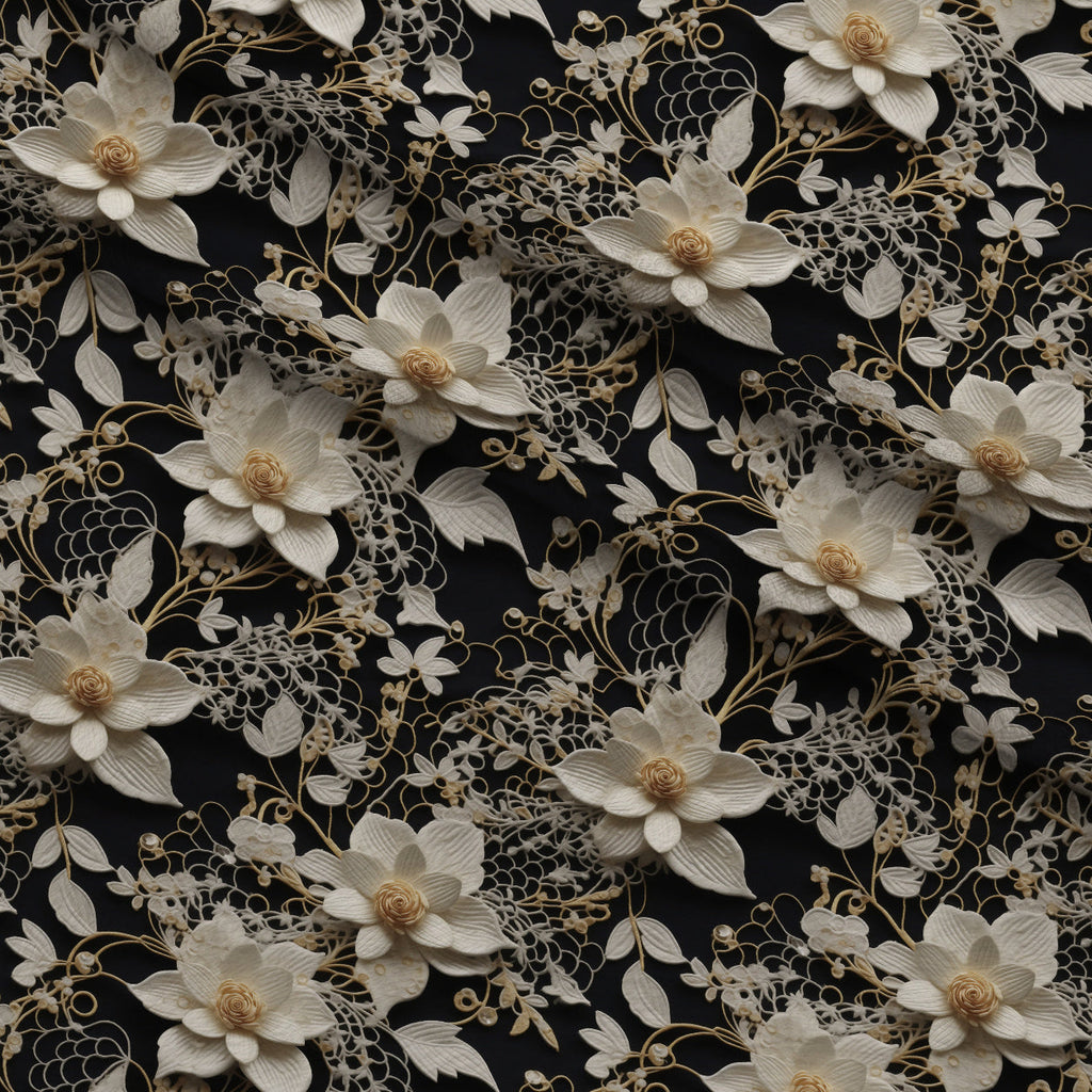 Pearled Blossoms Pattern 3 Fleece Fabric — fleece fabric folded close-up preview (mv-fleece-v1:lying)
