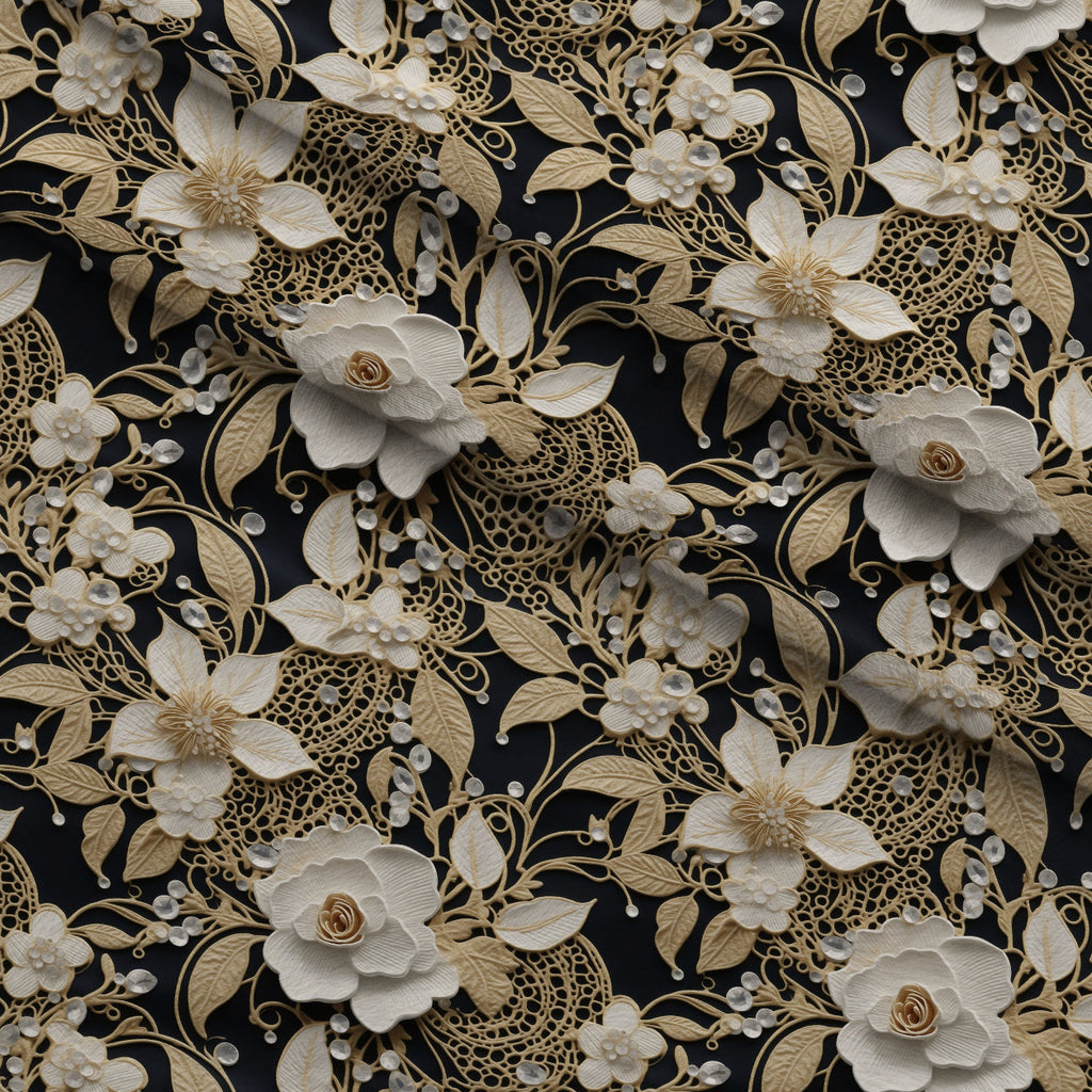 Pearled Blossoms Pattern 4 Fleece Fabric — fleece fabric folded close-up preview (mv-fleece-v1:lying)