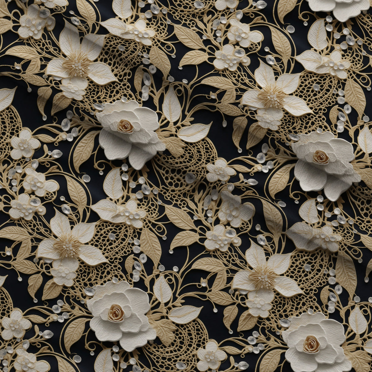 Pearled Blossoms Pattern 4 Fleece Fabric — fleece fabric folded close-up preview (mv-fleece-v1:lying)