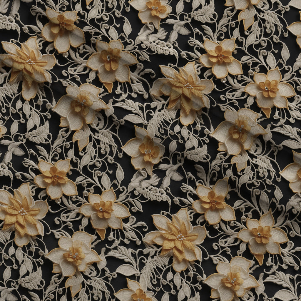 Pearled Blossoms Pattern 5 Fleece Fabric — fleece fabric folded close-up preview (mv-fleece-v1:lying)