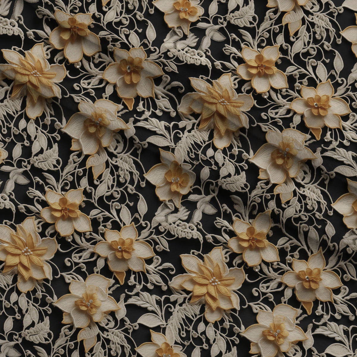 Pearled Blossoms Pattern 5 Fleece Fabric — fleece fabric folded close-up preview (mv-fleece-v1:lying)