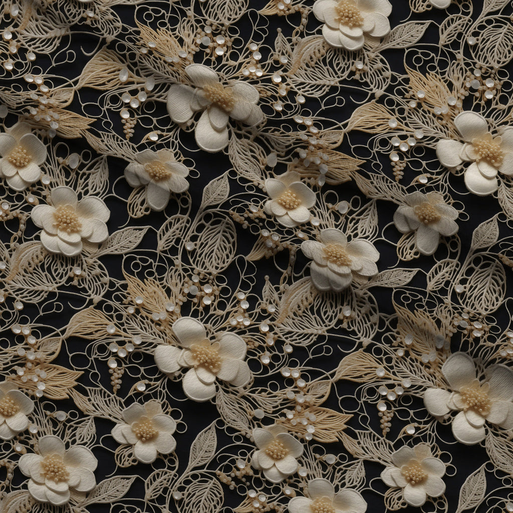 Pearled Blossoms Pattern 6 Fleece Fabric — fleece fabric folded close-up preview (mv-fleece-v1:lying)