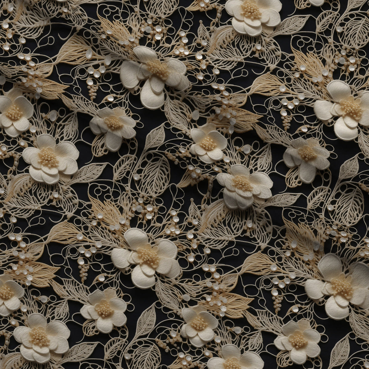 Pearled Blossoms Pattern 6 Fleece Fabric — fleece fabric folded close-up preview (mv-fleece-v1:lying)