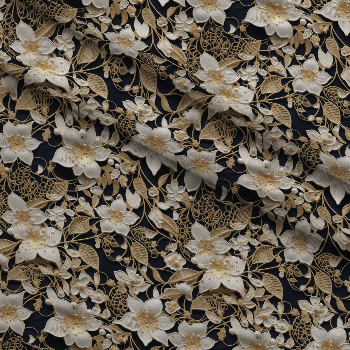 Pearled Blossoms Pattern 7 Fleece Fabric — fleece fabric folded close-up preview (mv-fleece-v1:lying)