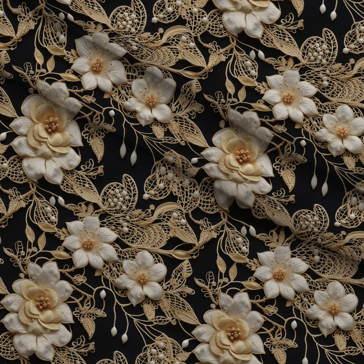 Pearled Blossoms Pattern 8 Fleece Fabric — fleece fabric folded close-up preview (mv-fleece-v1:lying)