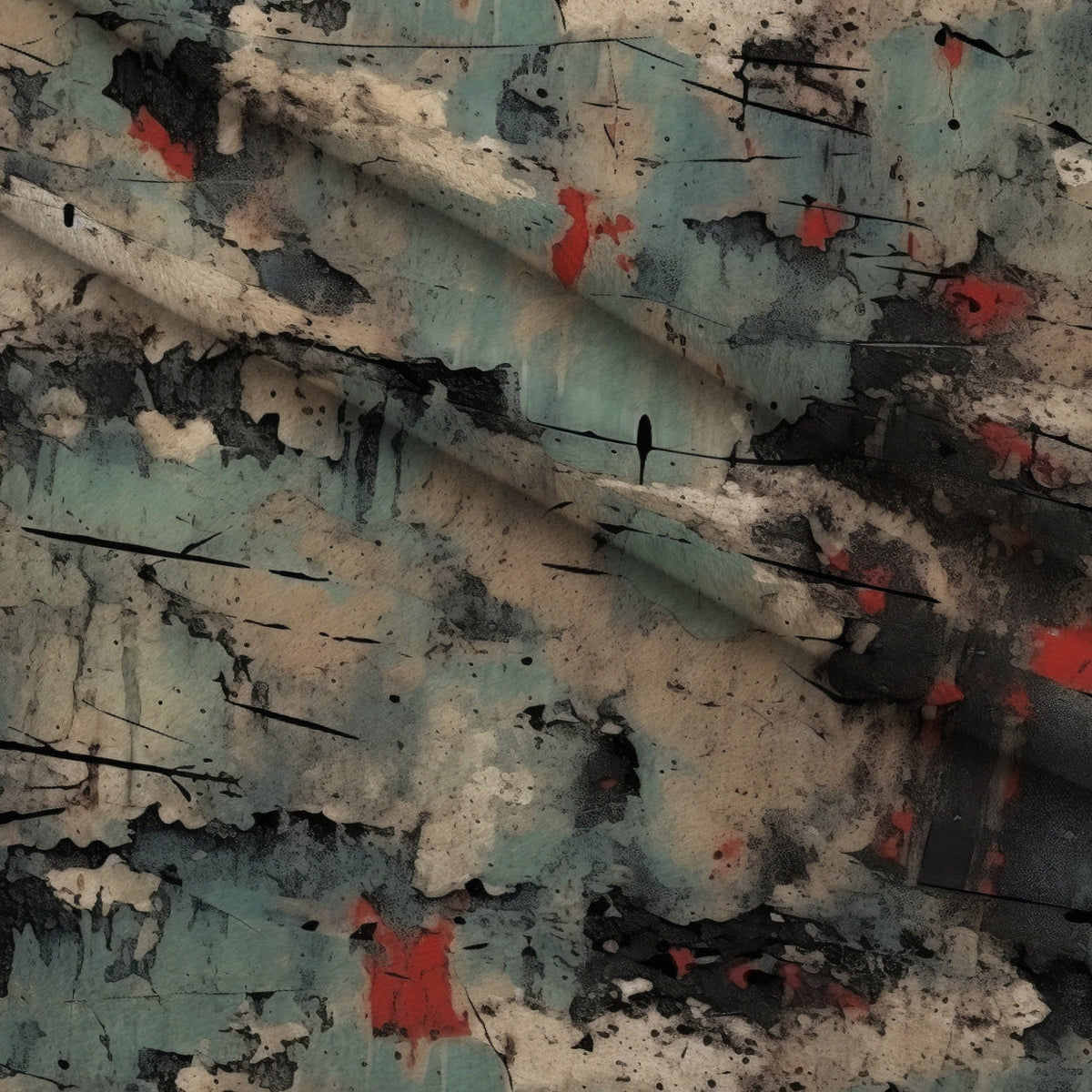Peeling Patina Pattern 11 Fleece Fabric — fleece fabric folded close-up preview (mv-fleece-v1:lying)
