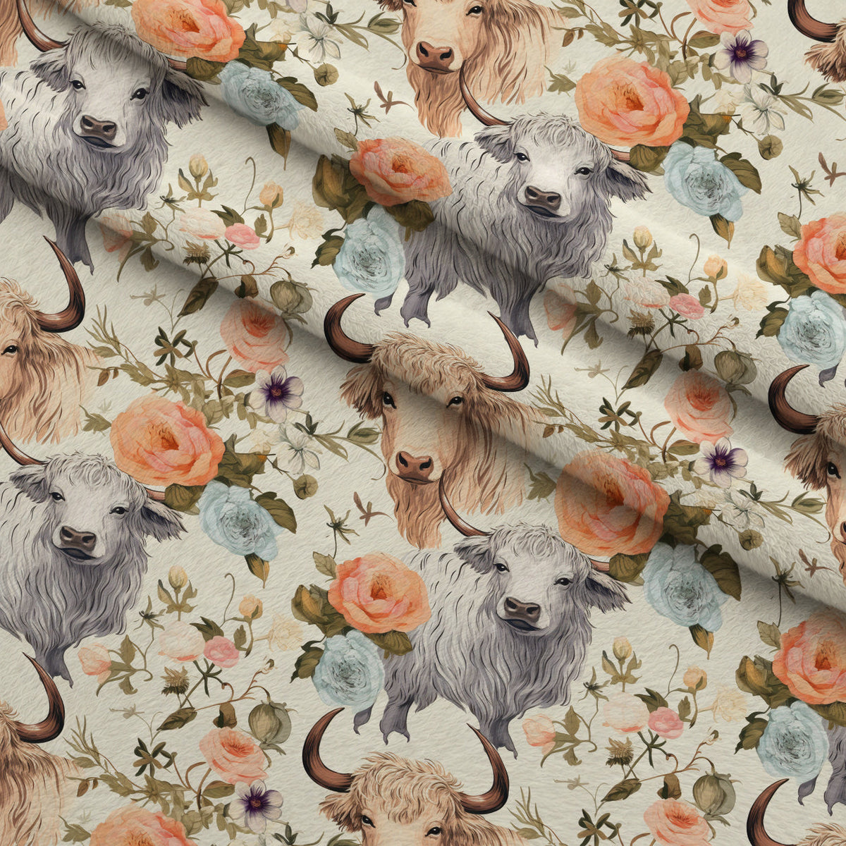 Peony Pasture Pattern 3 Fleece Fabric — fleece fabric folded close-up preview (mv-fleece-v1:lying)