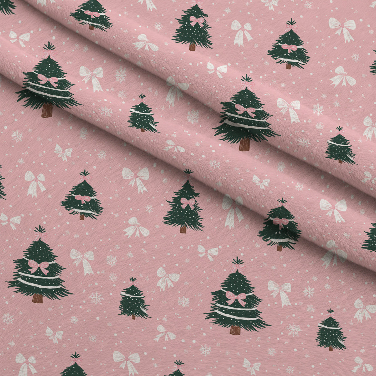 Peppermint Bows Pattern 1 Fleece Fabric — fleece fabric folded close-up preview (mv-fleece-v1:lying)