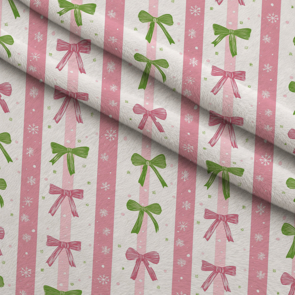 Peppermint Bows Pattern 10 Fleece Fabric — fleece fabric folded close-up preview (mv-fleece-v1:lying)