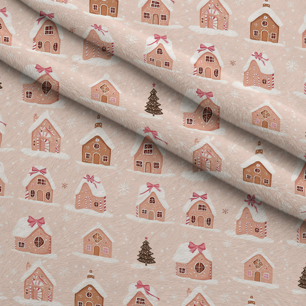 Peppermint Bows Pattern 2 Fleece Fabric — fleece fabric folded close-up preview (mv-fleece-v1:lying)