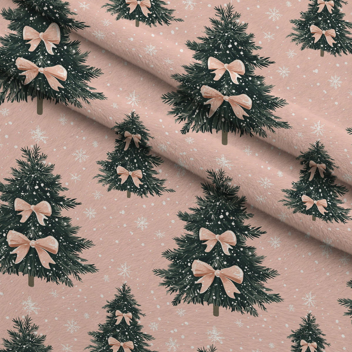 Peppermint Bows Pattern 5 Fleece Fabric — fleece fabric folded close-up preview (mv-fleece-v1:lying)