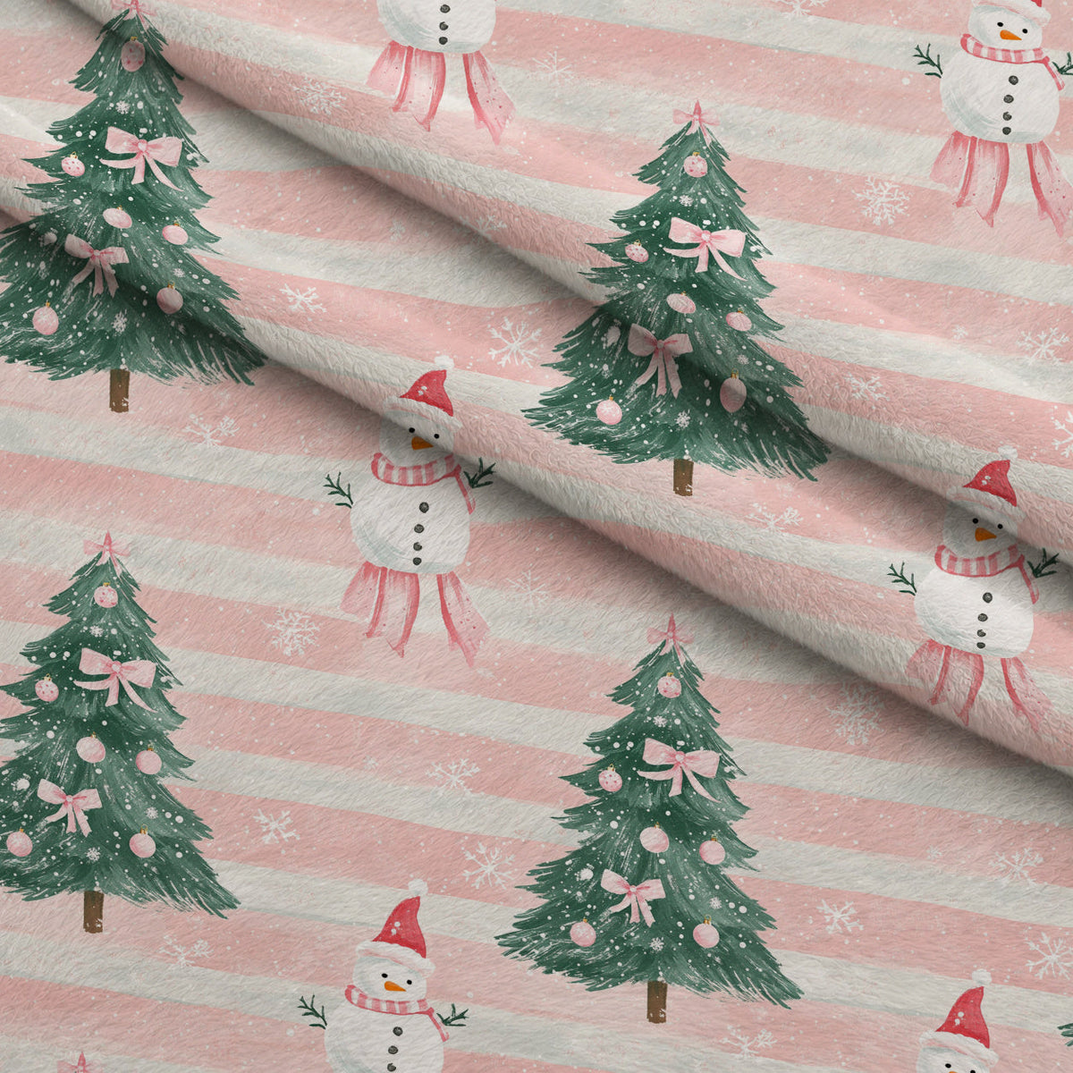 Peppermint Bows Pattern 6 Fleece Fabric — fleece fabric folded close-up preview (mv-fleece-v1:lying)