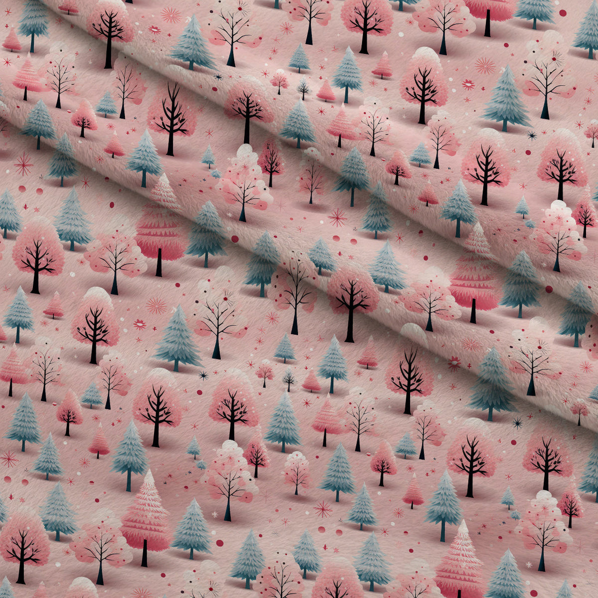 Peppermint Pines Pattern 12 Fleece Fabric — fleece fabric folded close-up preview (mv-fleece-v1:lying)