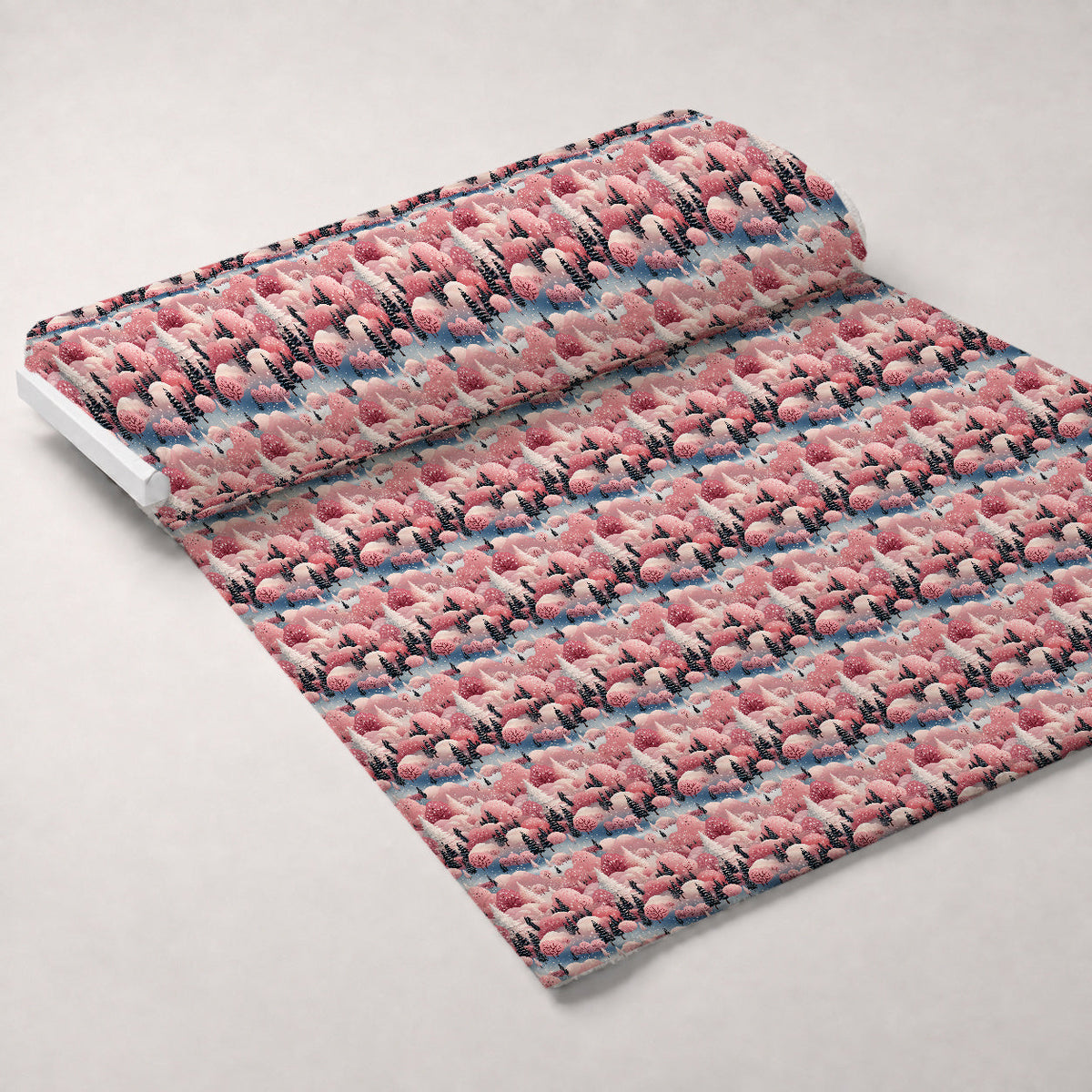Peppermint Pines Pattern 13 Fleece Fabric — fleece fabric unrolled bolt preview (mv-fleece-v1:bolt)