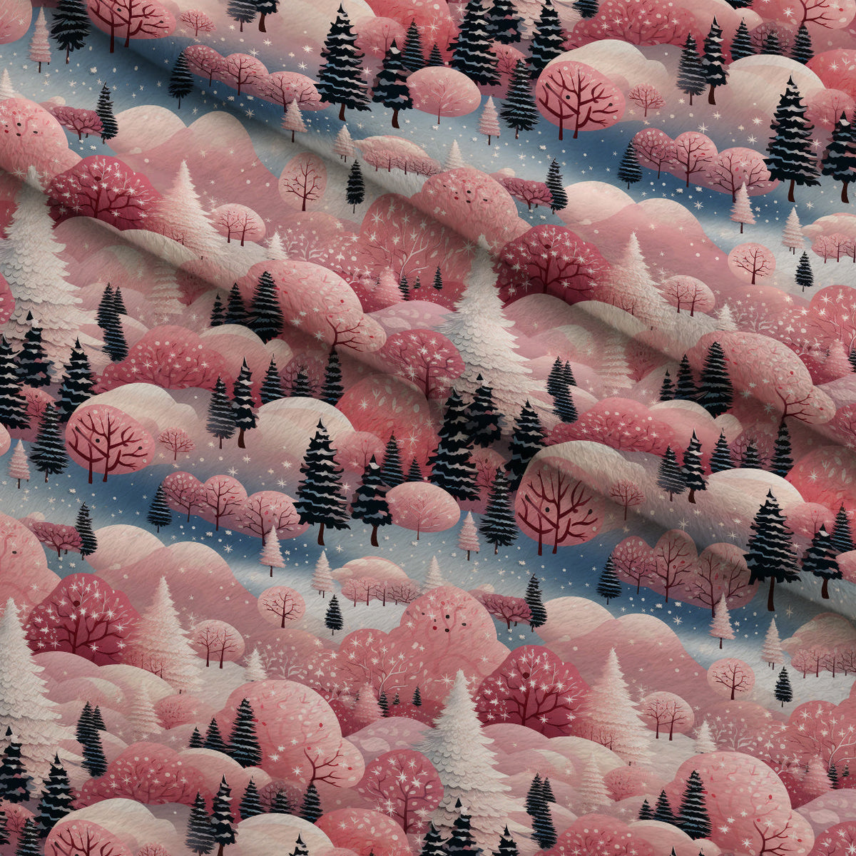 Peppermint Pines Pattern 13 Fleece Fabric — fleece fabric folded close-up preview (mv-fleece-v1:lying)
