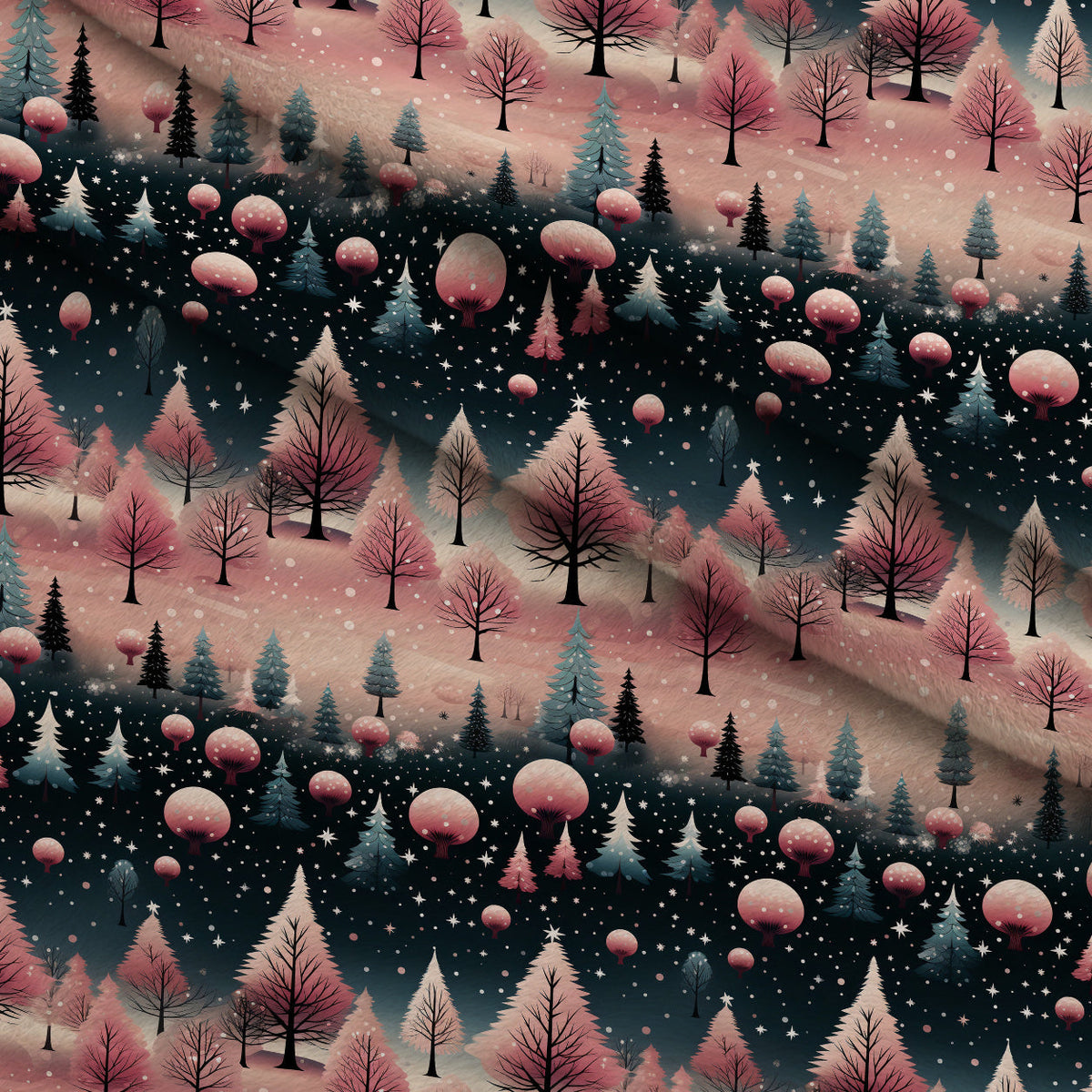 Peppermint Pines Pattern 14 Fleece Fabric — fleece fabric folded close-up preview (mv-fleece-v1:lying)