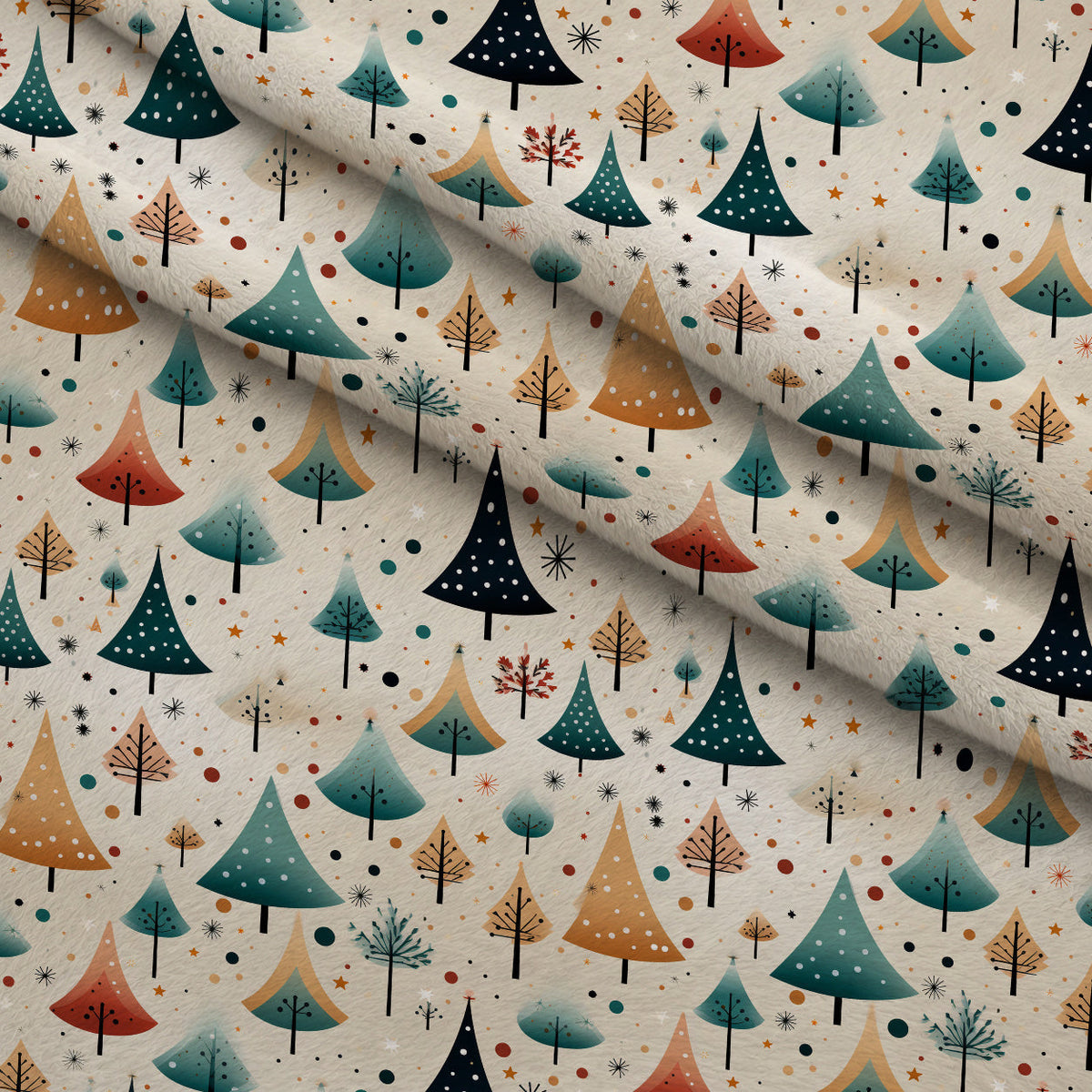 Peppermint Pines Pattern 2 Fleece Fabric — fleece fabric folded close-up preview (mv-fleece-v1:lying)