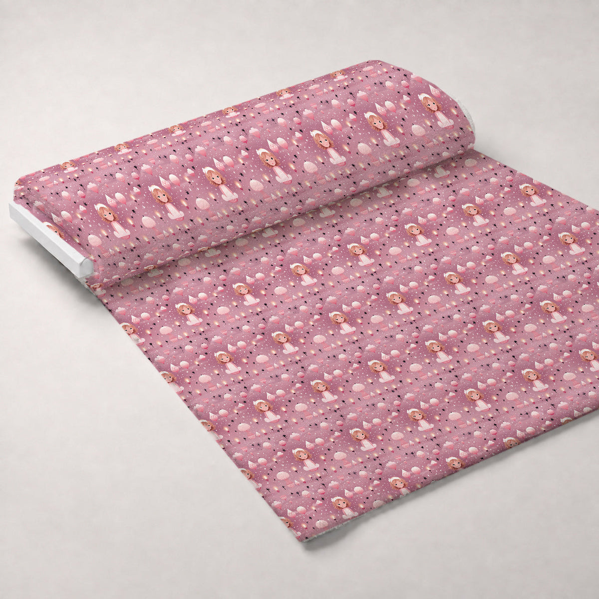 Peppermint Pines Pattern 4 Fleece Fabric — fleece fabric unrolled bolt preview (mv-fleece-v1:bolt)
