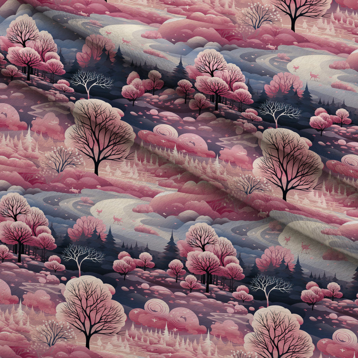 Peppermint Pines Pattern 5 Fleece Fabric — fleece fabric folded close-up preview (mv-fleece-v1:lying)