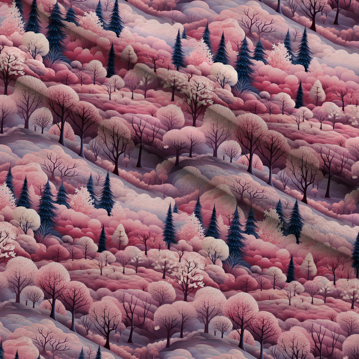 Peppermint Pines Pattern 9 Fleece Fabric — fleece fabric folded close-up preview (mv-fleece-v1:lying)