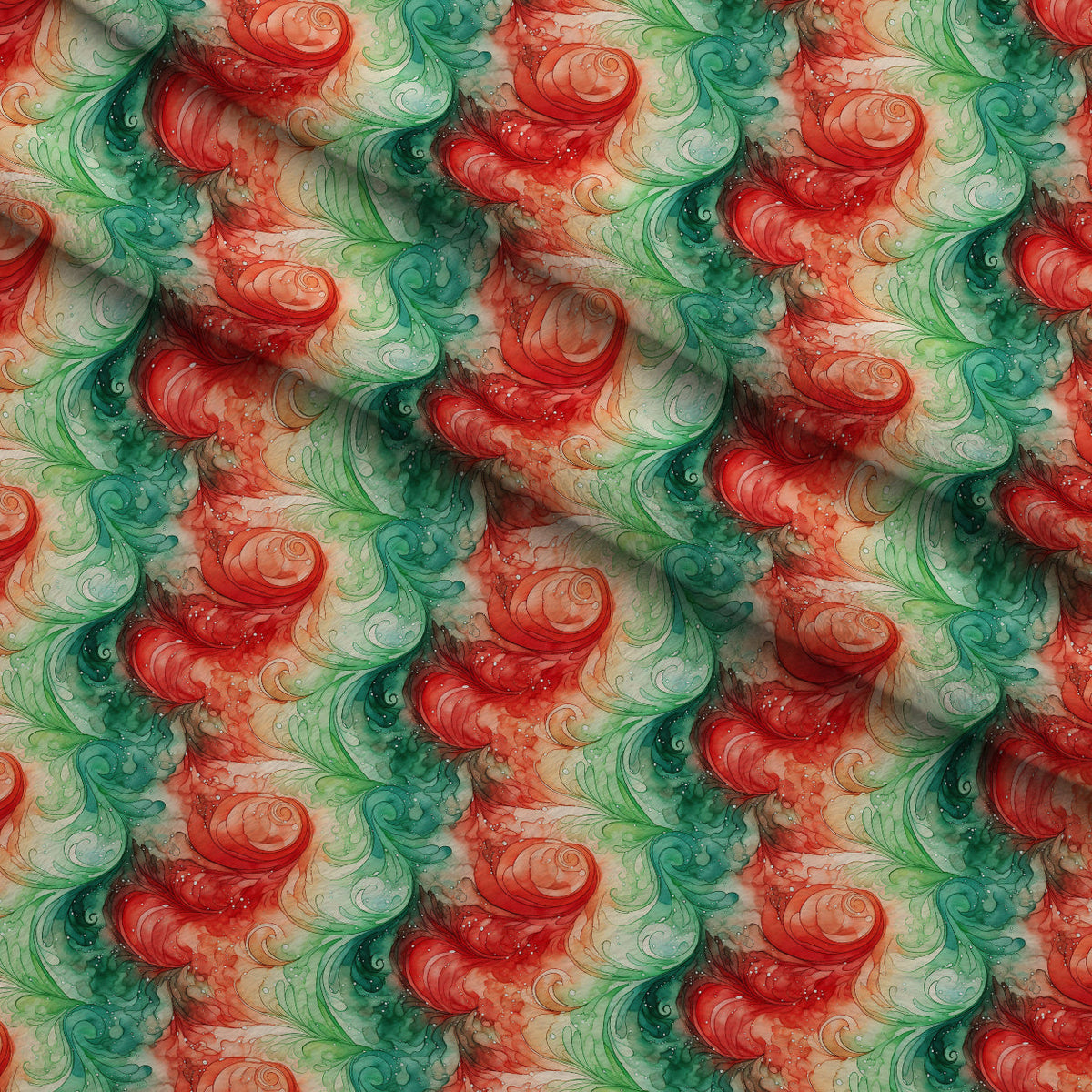Peppermint Plumes Pattern 2 Fleece Fabric — fleece fabric folded close-up preview (mv-fleece-v1:lying)