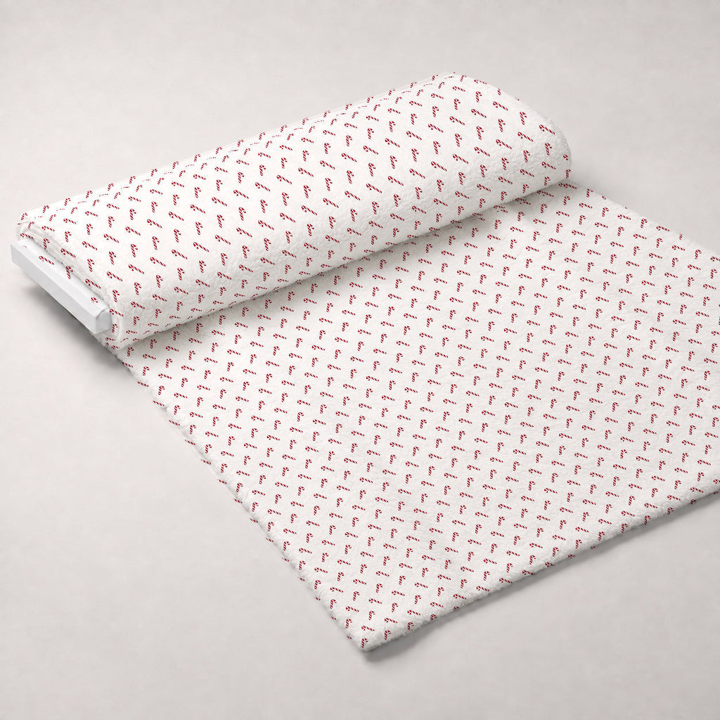 Peppermint Snowfall Pattern 1 Fleece Fabric — fleece fabric unrolled bolt preview (mv-fleece-v1:bolt)