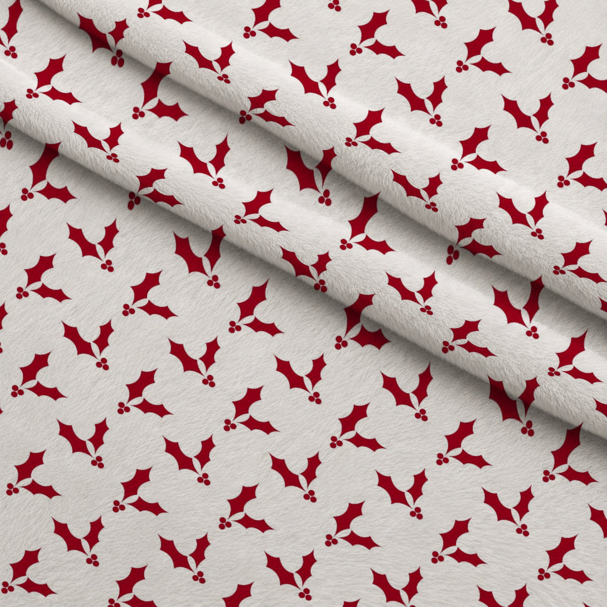 Peppermint Snowfall Pattern 14 Fleece Fabric — fleece fabric folded close-up preview (mv-fleece-v1:lying)
