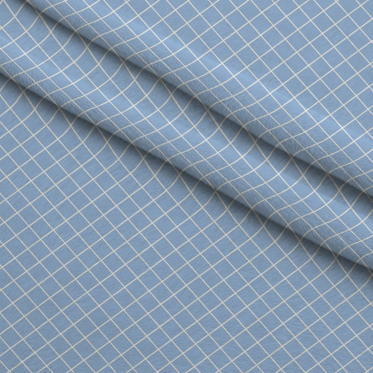 Periwinkle Dreams Gingham White on Periwinkle Fleece Fabric — fleece fabric folded close-up preview (mv-fleece-v1:lying)
