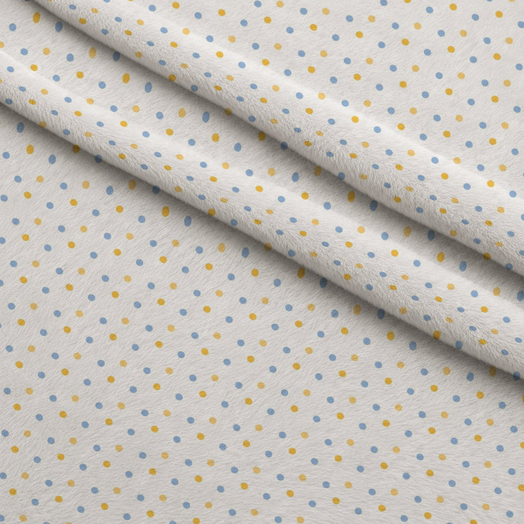 Periwinkle Dreams Polka Dots Fleece Fabric — fleece fabric folded close-up preview (mv-fleece-v1:lying)