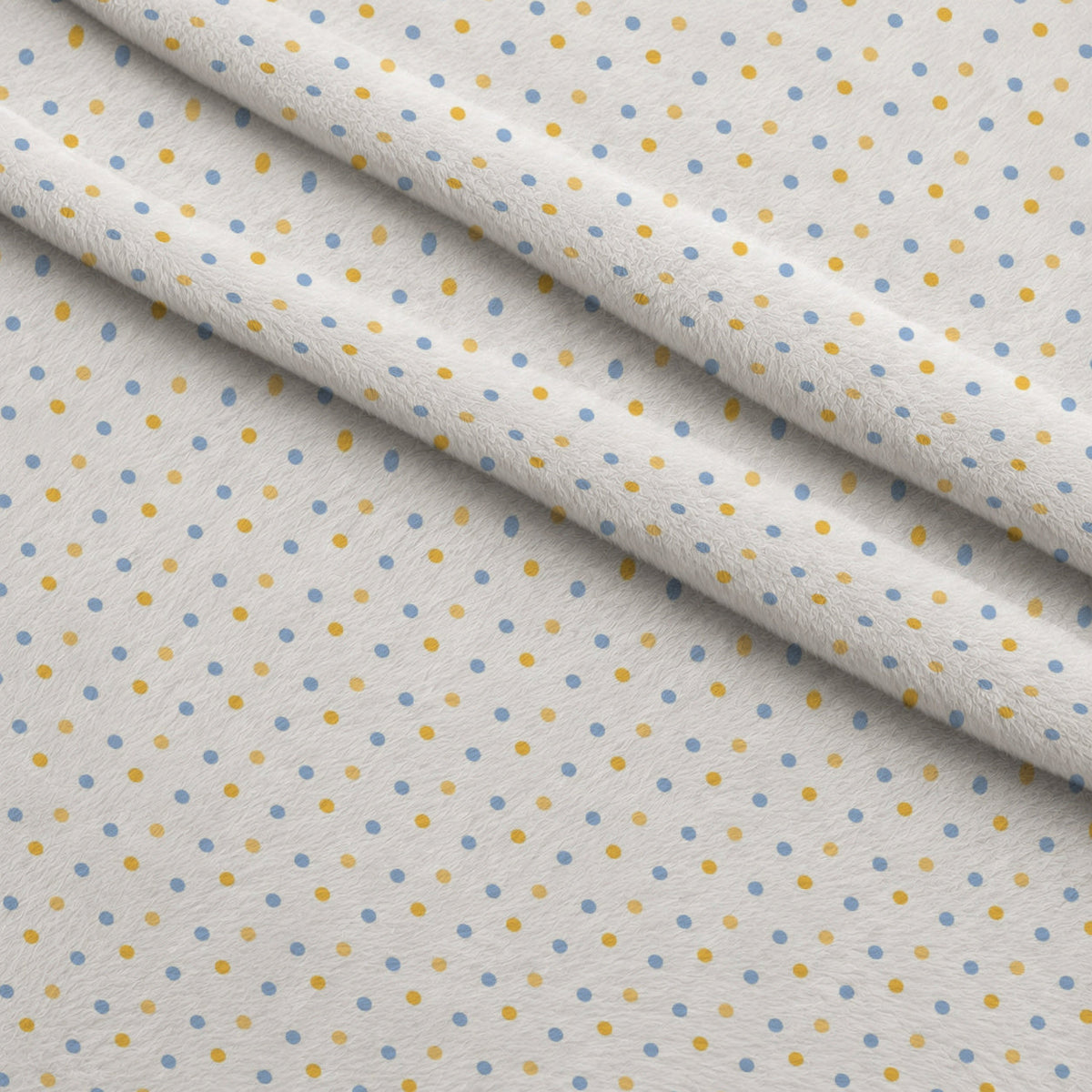 Periwinkle Dreams Polka Dots Fleece Fabric — fleece fabric folded close-up preview (mv-fleece-v1:lying)