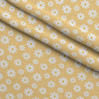 Periwinkle Dreams White Daisies on Yellow Fleece Fabric — fleece fabric folded close-up preview (mv-fleece-v1:lying)