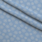 Periwinkle Dreams White Daisies Outline Fleece Fabric — fleece fabric folded close-up preview (mv-fleece-v1:lying)
