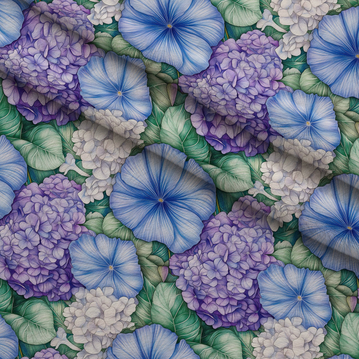 Periwinkle Garden Pattern 4 Fleece Fabric — fleece fabric folded close-up preview (mv-fleece-v1:lying)