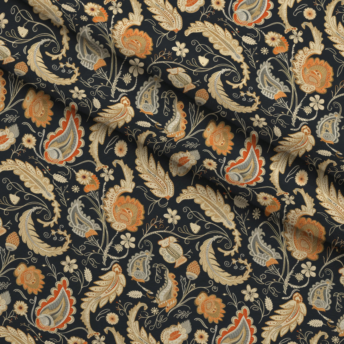 Persian Garden Pattern 1 Fleece Fabric — fleece fabric folded close-up preview (mv-fleece-v1:lying)