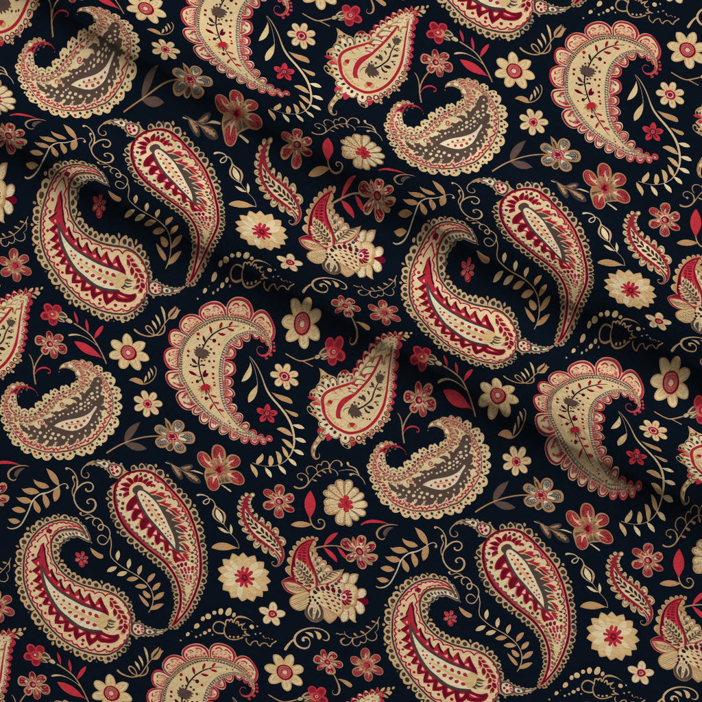 Persian Garden Pattern 10 Fleece Fabric — fleece fabric folded close-up preview (mv-fleece-v1:lying)