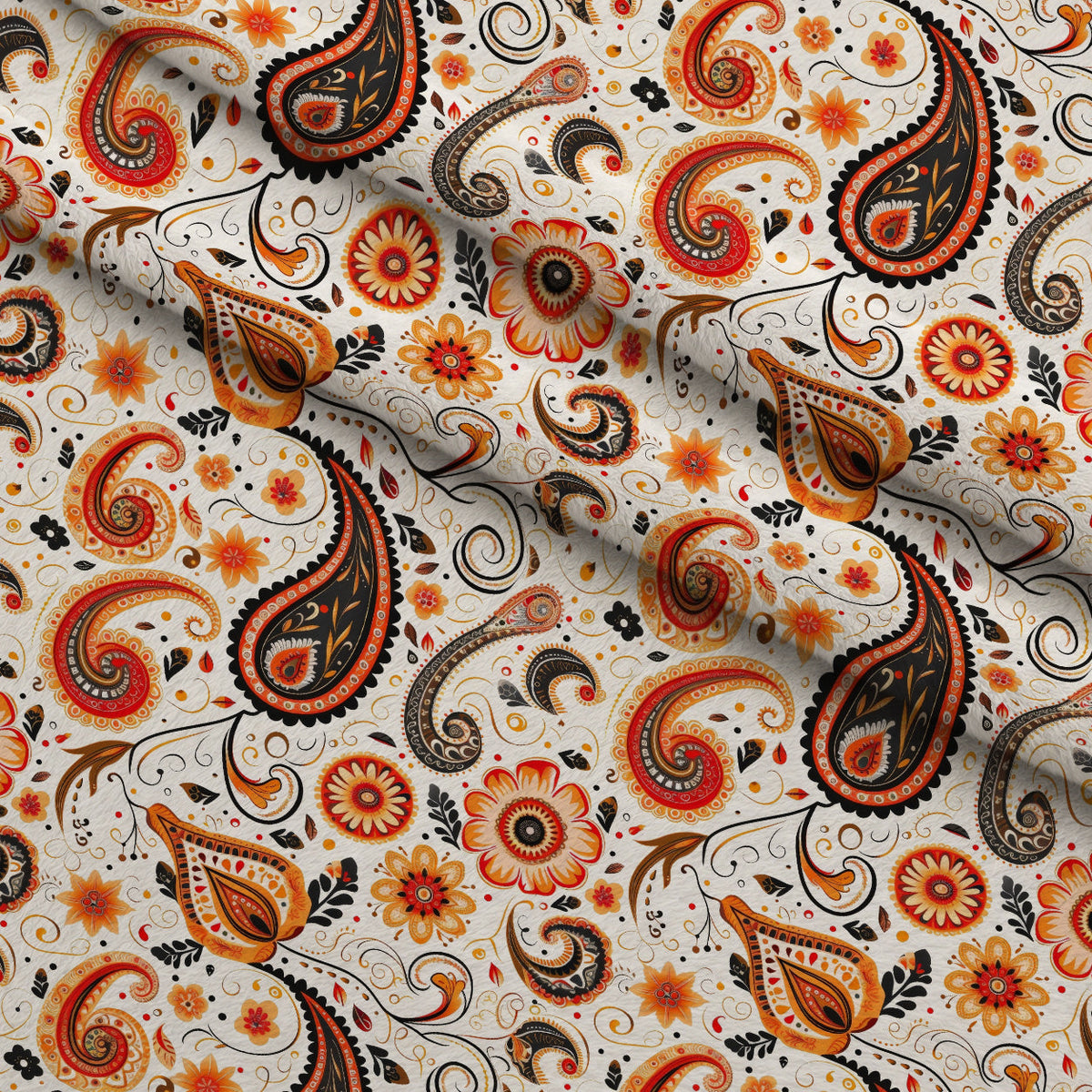 Persian Garden Pattern 3 Fleece Fabric — fleece fabric folded close-up preview (mv-fleece-v1:lying)