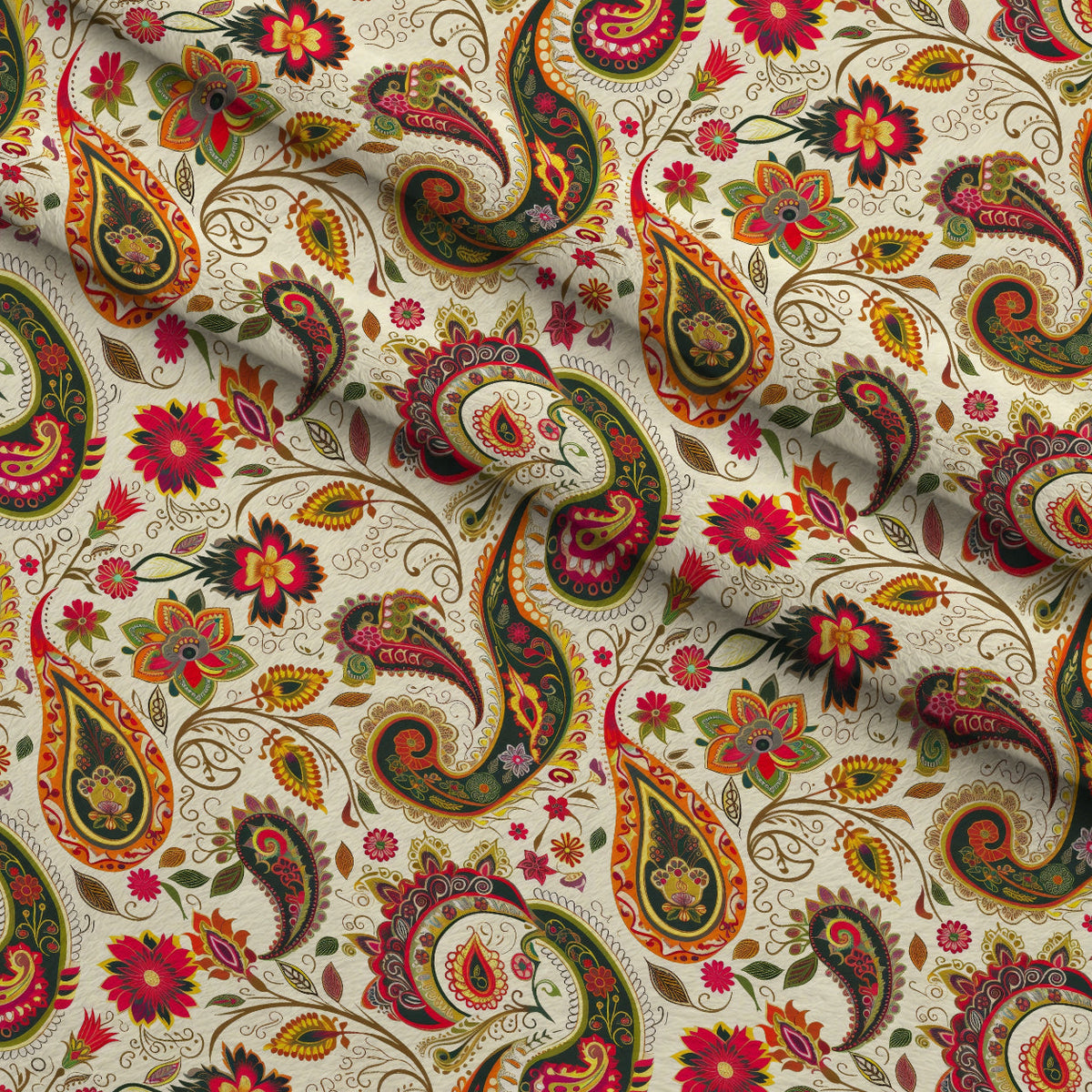 Persian Garden Pattern 7 Fleece Fabric — fleece fabric folded close-up preview (mv-fleece-v1:lying)