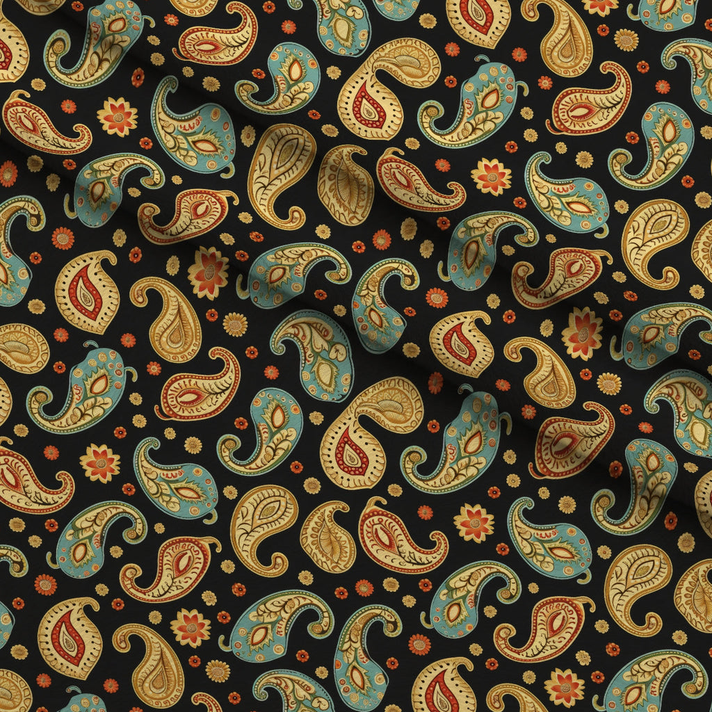 Persian Garden Pattern 8 Fleece Fabric — fleece fabric folded close-up preview (mv-fleece-v1:lying)