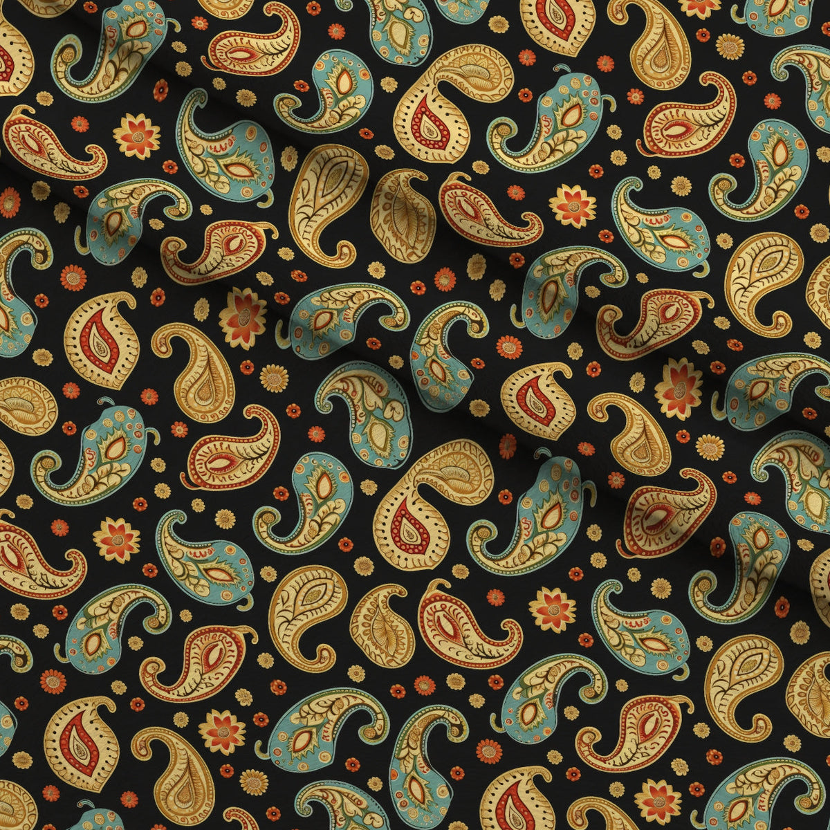 Persian Garden Pattern 8 Fleece Fabric — fleece fabric folded close-up preview (mv-fleece-v1:lying)