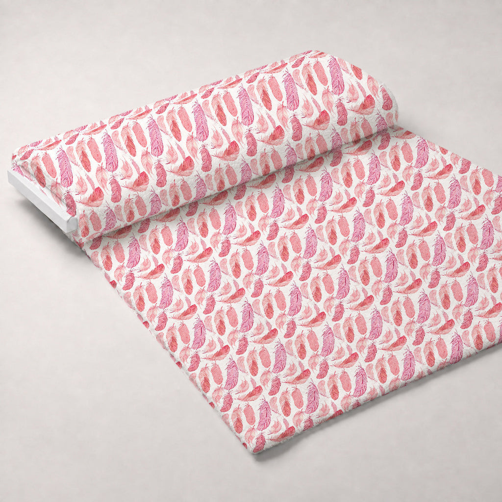 Pink Feathers Pattern 1 Fleece Fabric — fleece fabric unrolled bolt preview (mv-fleece-v1:bolt)