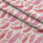 Pink Feathers Pattern 1 Fleece Fabric — fleece fabric folded close-up preview (mv-fleece-v1:lying)