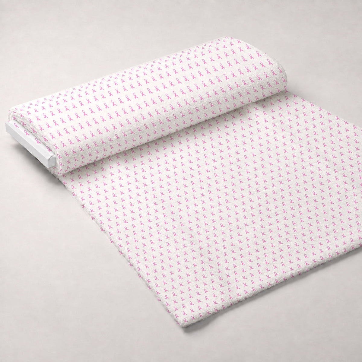 Pink Ribbon Love Pattern 5 Fleece Fabric — fleece fabric unrolled bolt preview (mv-fleece-v1:bolt)