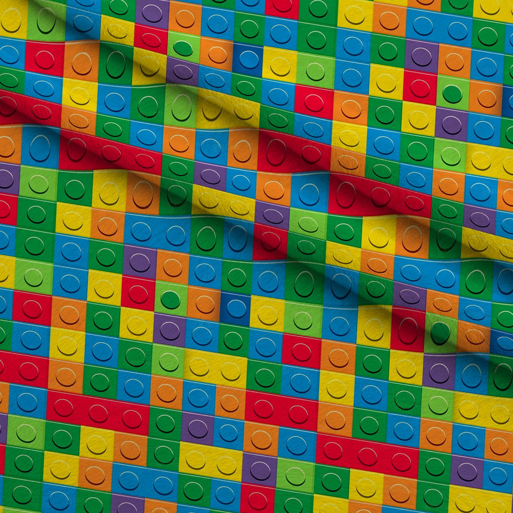 Playful Bricks Pattern 21 Fleece Fabric — fleece fabric folded close-up preview (mv-fleece-v1:lying)