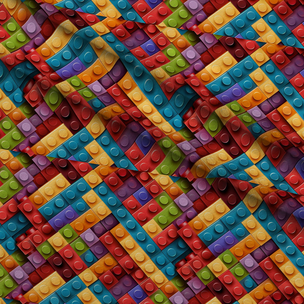 Playful Bricks Pattern 26 Fleece Fabric — fleece fabric folded close-up preview (mv-fleece-v1:lying)