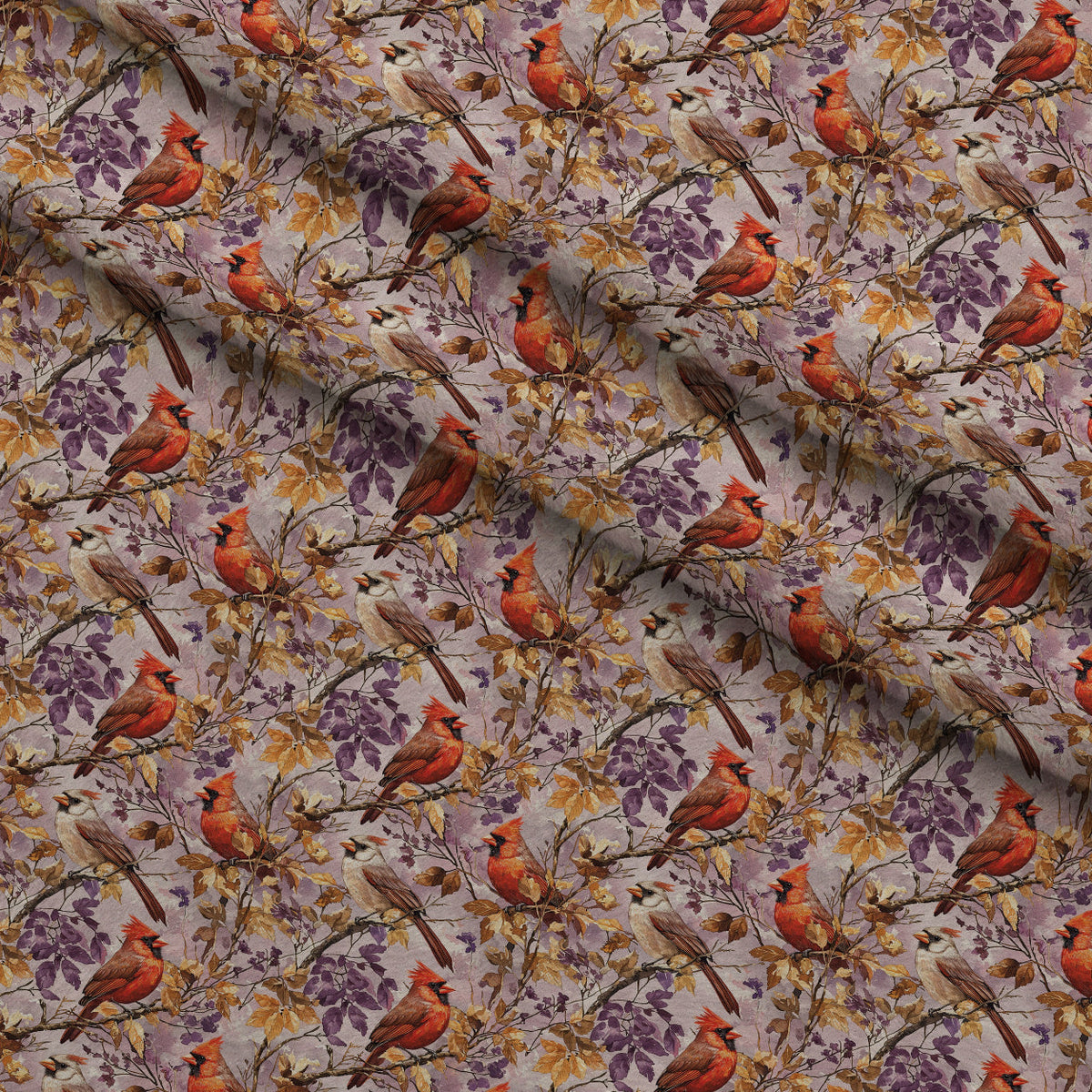 Plum Songbird Pattern 10 Fleece Fabric — fleece fabric folded close-up preview (mv-fleece-v1:lying)